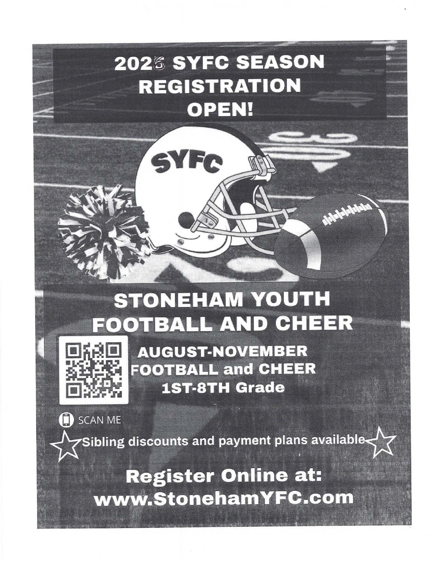 Stoneham Youth Football & Cheer Registration Information